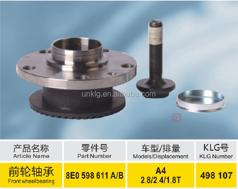 Auto Spare Parts Accessories Oem Number 8e0 598 611 A Front Wheel Hub Bearing For Volkswagen Audi 