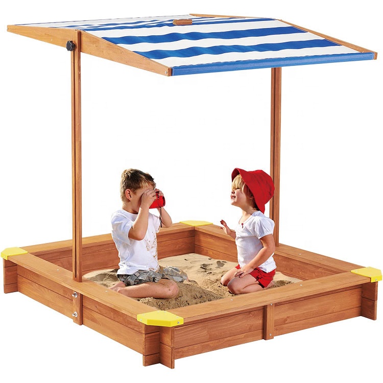 New Arrival Square Wooden Outdoor Play Kids Sandboxes Toys Children's Sandbox With Cover 