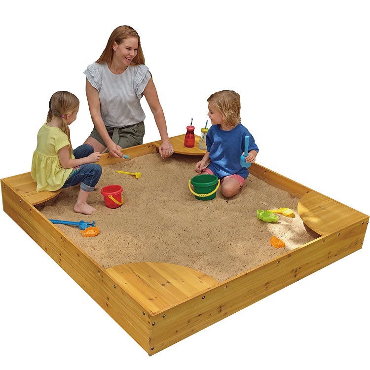 Newest Design Outdoor Wooden Sandboxes With Cover Sandpit Sandbox For Children 2 Kids 1 Sandbox 