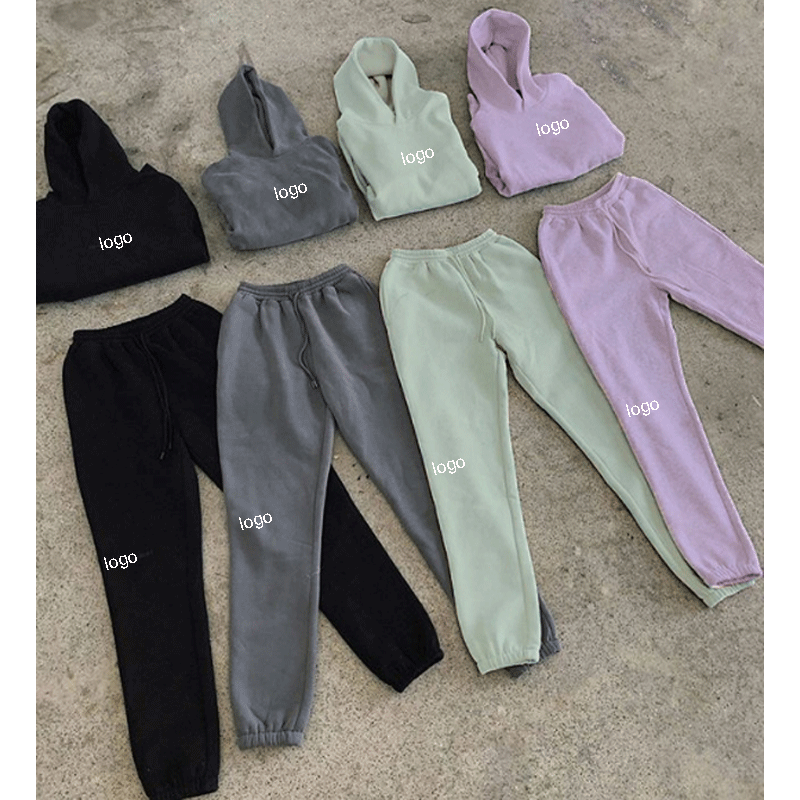 Unisex Sweatsuit Set Jogging Suits French Terry Fleece Sports Two Piece Pants Set Custom Hoodies Set Training Wear Printing Logo 