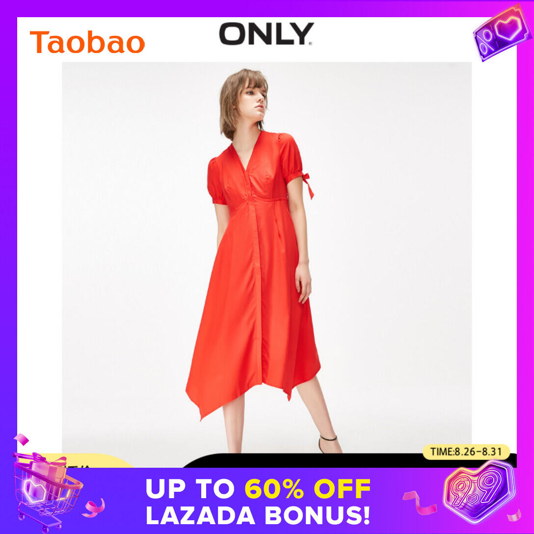 Only Ole Summer Temperament A Word Waist Hugging V-neck Irregular Dress for Women