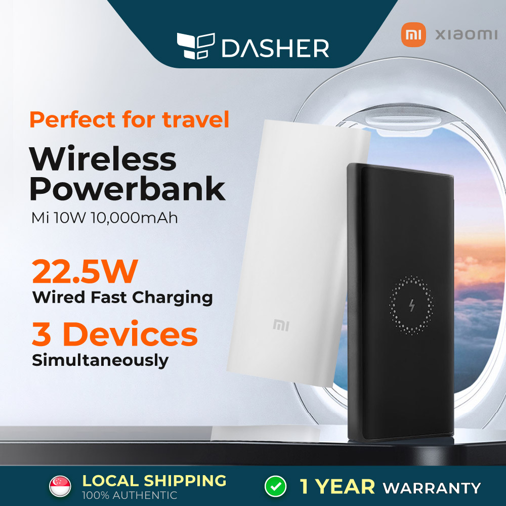 Xiaomi Mi 10W Wireless PowerBank 10000mAh 22.5W Dual Input Output Type Fast Charge WPB15PDZM Travel Size Compatible Wireless or Wired Charging USB C