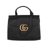 Gucci GG Marmont Leather Top Handle Bag (Black)