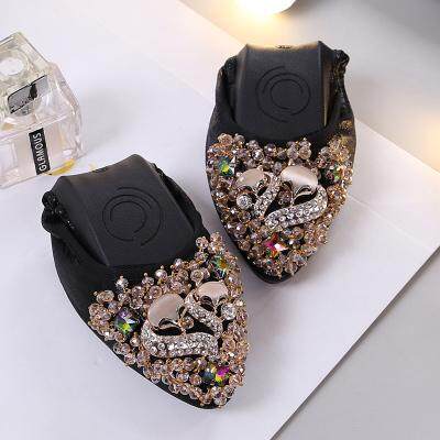 Women Plus Size Retro Flat Rhinestones Wild Peas Shoes