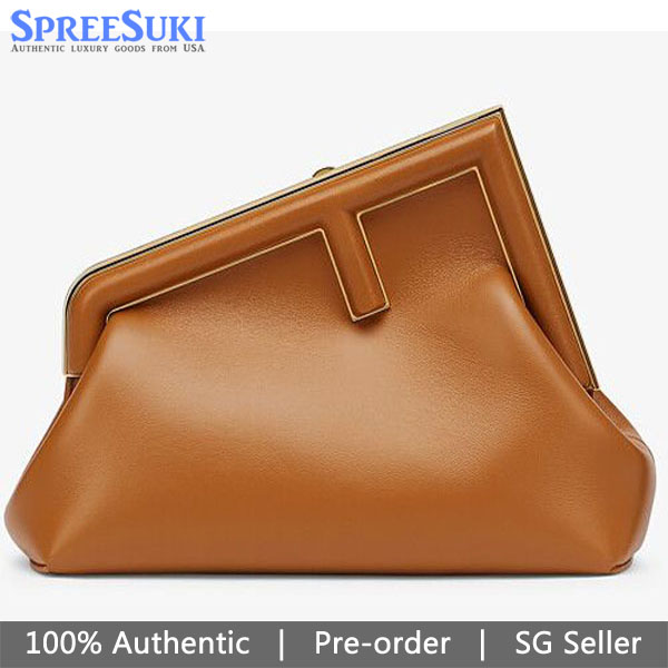 Fendi Handbag First Small Pouch Shoulder Bag Brown # 8BP129