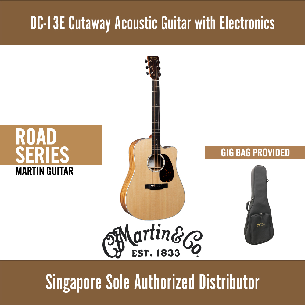 Martin DC-13E Road Series Dreadnought Cutaway Acoustic Guitar with Fishman Electronics and Gig Bag