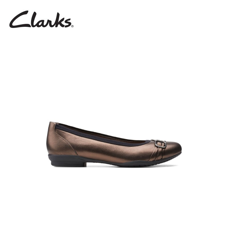 Clarks Sara Tulip Metallic Leather Womens Shoes