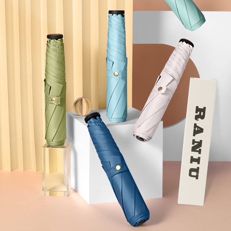 120G Ultralight Sun Umbrella Portable Anti UV Travel Folding Umbrella Rain Women Simple Light Parasol 6 Ribs UPF50+