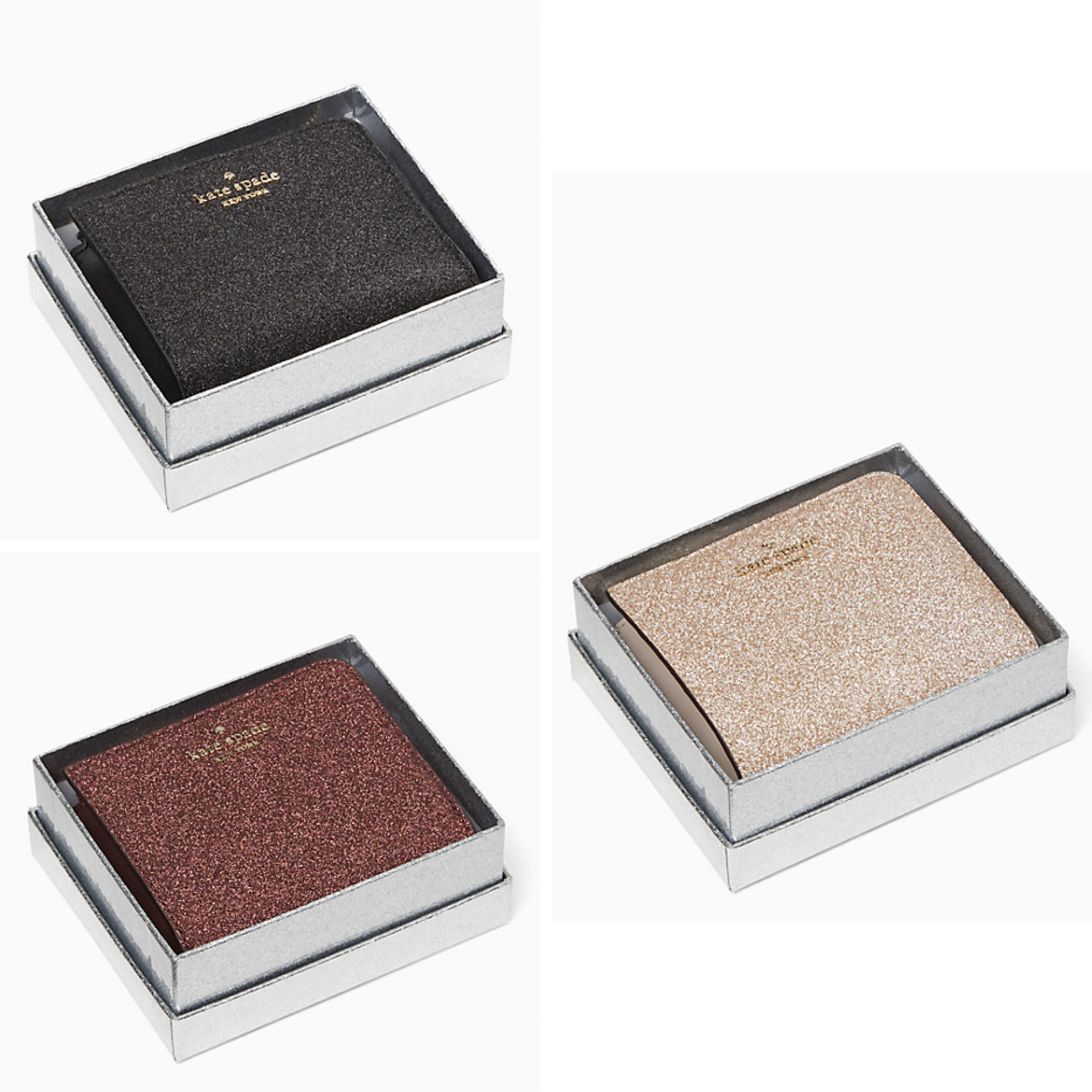 Kate Spade Shimmy Glitter Small L-Zip Bifold Wallet (+gift box)