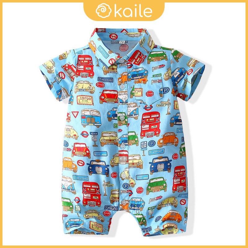 MUGE [2022 New Style] 0-3 Years Old/Crazy Car City Children's Romper/Boy One-Piece Homewear/Cartoon Jumpsuit/Baby Baptist/Birthday Party Dress Suit/kaile Clothing