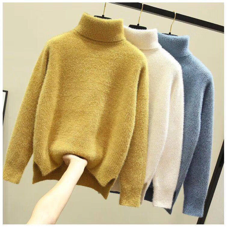 Sweater Women Autumn and Winter Loose Turtleneck Sweater Women Mink Fleece Pullover Casual Korean Version of The New Fashion Ladies Knitted Top