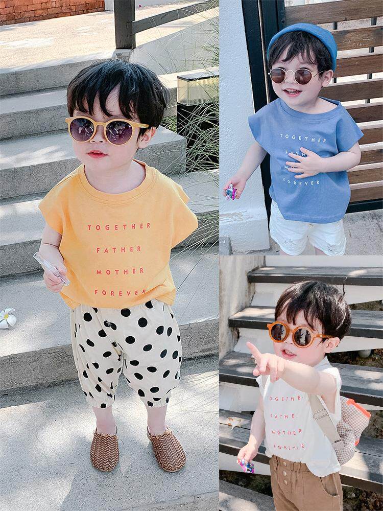 Kids Clothing Boys Tops Soft Cotton Short Sleeved Loose Cute Children's Wear